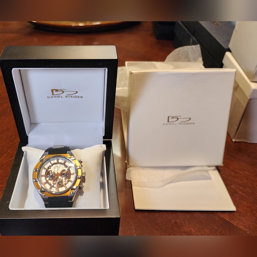 Men's Daniel Steiger Black and Gold Watch